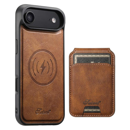 For iPhone Air Suteni H15 MagSafe Oil Eax Leather Detachable Wallet Back Phone Case(Brown) by Suteni