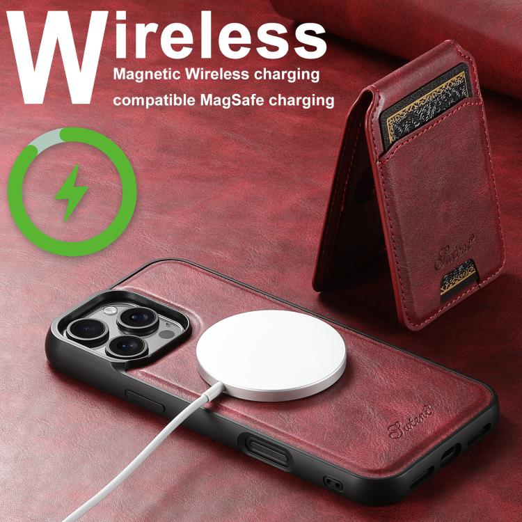 For iPhone Air Suteni H15 MagSafe Oil Eax Leather Detachable Wallet Back Phone Case(Red) by Suteni