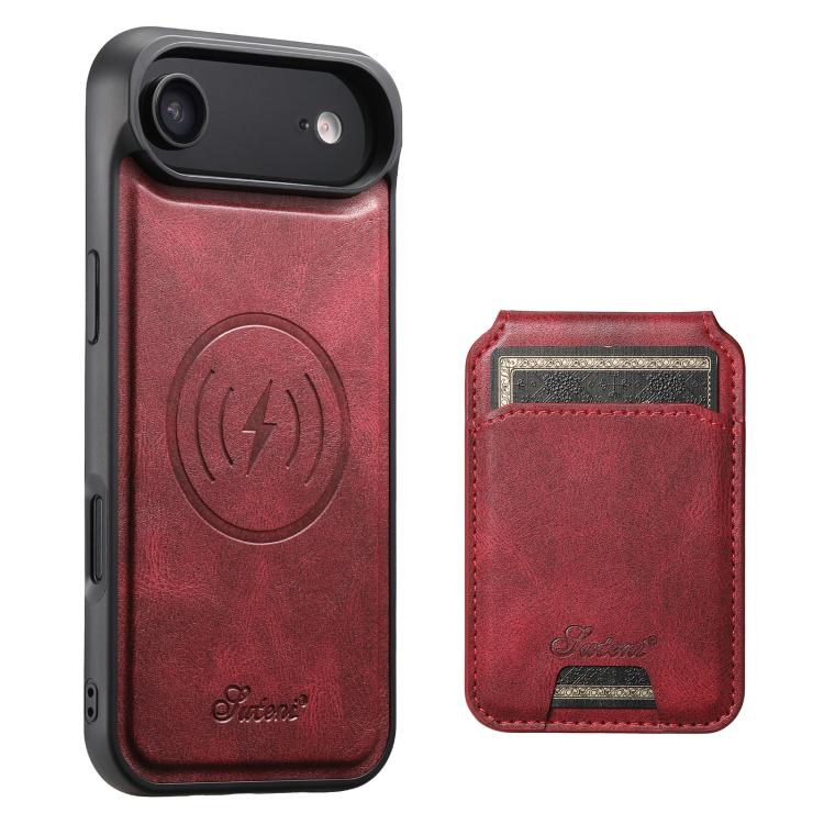 For iPhone Air Suteni H15 MagSafe Oil Eax Leather Detachable Wallet Back Phone Case(Red) by Suteni