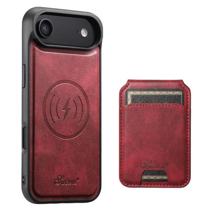For iPhone Air Suteni H15 MagSafe Oil Eax Leather Detachable Wallet Back Phone Case(Red) by Suteni