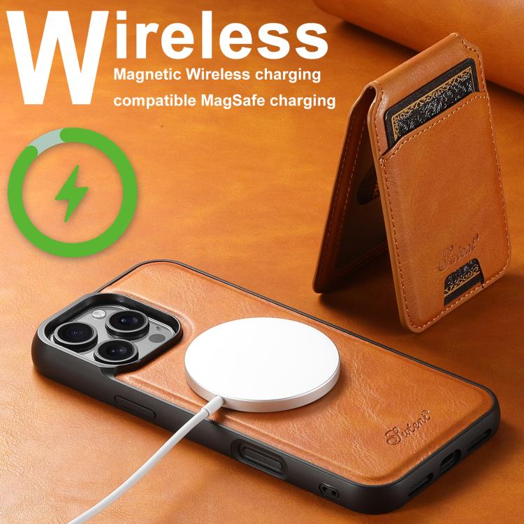 For iPhone Air Suteni H15 MagSafe Oil Eax Leather Detachable Wallet Back Phone Case(Khaki) by Suteni
