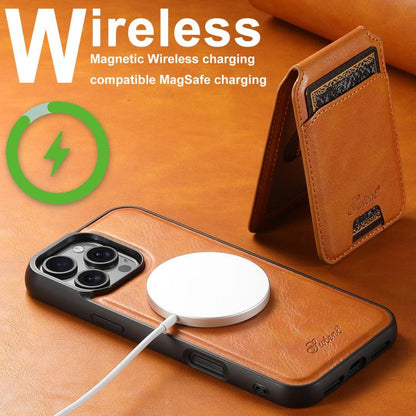 For iPhone Air Suteni H15 MagSafe Oil Eax Leather Detachable Wallet Back Phone Case(Khaki) by Suteni