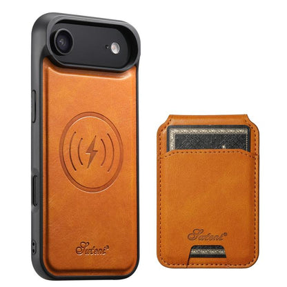 For iPhone Air Suteni H15 MagSafe Oil Eax Leather Detachable Wallet Back Phone Case(Khaki) by Suteni