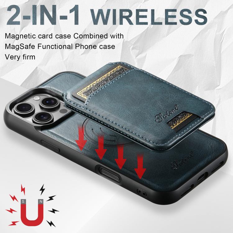 For iPhone Air Suteni H15 MagSafe Oil Eax Leather Detachable Wallet Back Phone Case(Blue) by Suteni