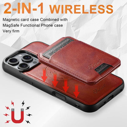For iPhone 17 Suteni H15 MagSafe Oil Eax Leather Detachable Wallet Back Phone Case(Red) by Suteni