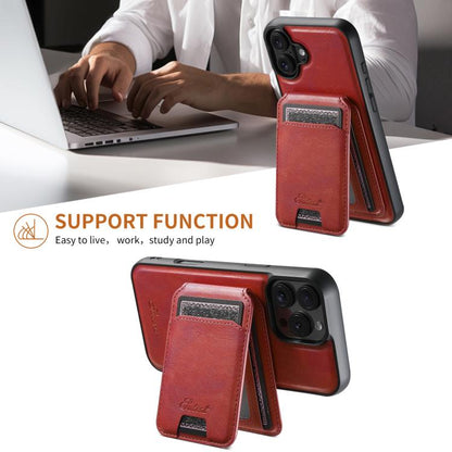 For iPhone 17 Suteni H15 MagSafe Oil Eax Leather Detachable Wallet Back Phone Case(Red) by Suteni