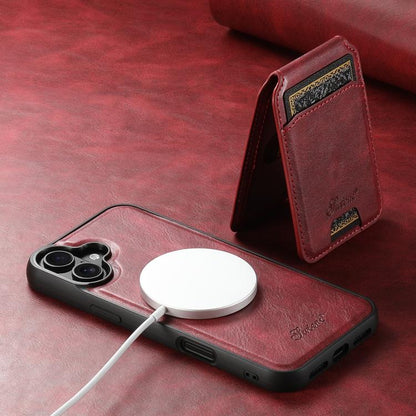 For iPhone 17 Suteni H15 MagSafe Oil Eax Leather Detachable Wallet Back Phone Case(Red) by Suteni