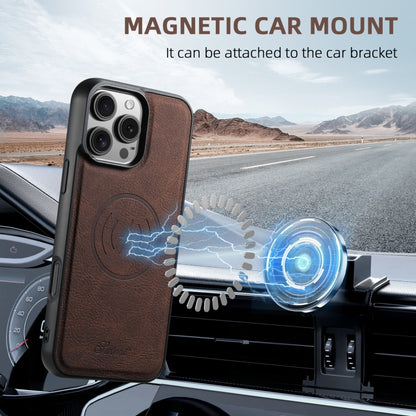 For iPhone 16 Plus Suteni H16 Litchi Texture Leather Detachable Wallet Back Phone Case(Brown) by Suteni