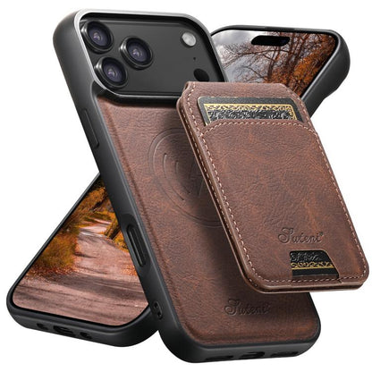 For iPhone 17 Pro Max Suteni H16 Litchi Texture Leather Detachable Wallet Back Phone Case(Brown) by Suteni