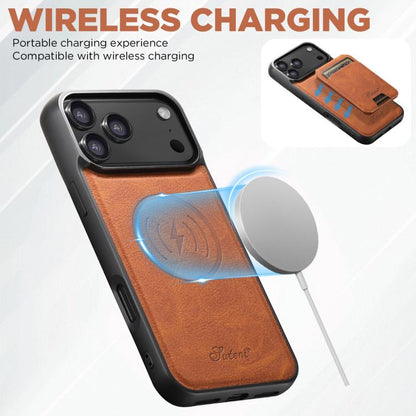 For iPhone 17 Pro Max Suteni H16 Litchi Texture Leather Detachable Wallet Back Phone Case(Khaki) by Suteni