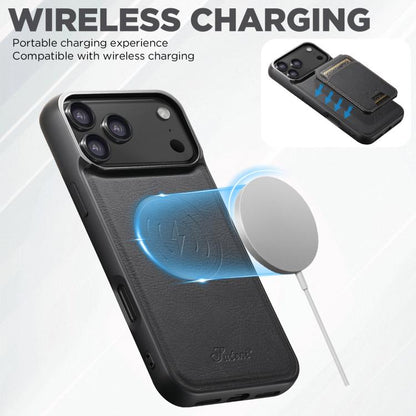 For iPhone 17 Pro Suteni H16 Litchi Texture Leather Detachable Wallet Back Phone Case(Black) by Suteni