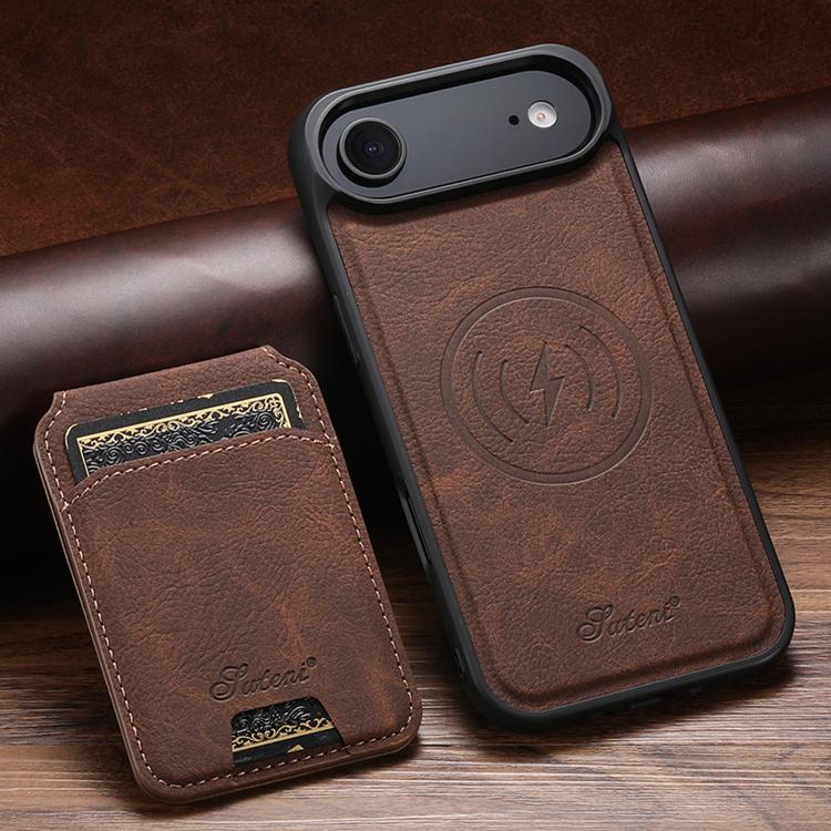 For iPhone Air Suteni H16 Litchi Texture Leather Detachable Wallet Back Phone Case(Brown) by Suteni
