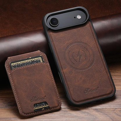 For iPhone Air Suteni H16 Litchi Texture Leather Detachable Wallet Back Phone Case(Brown) by Suteni