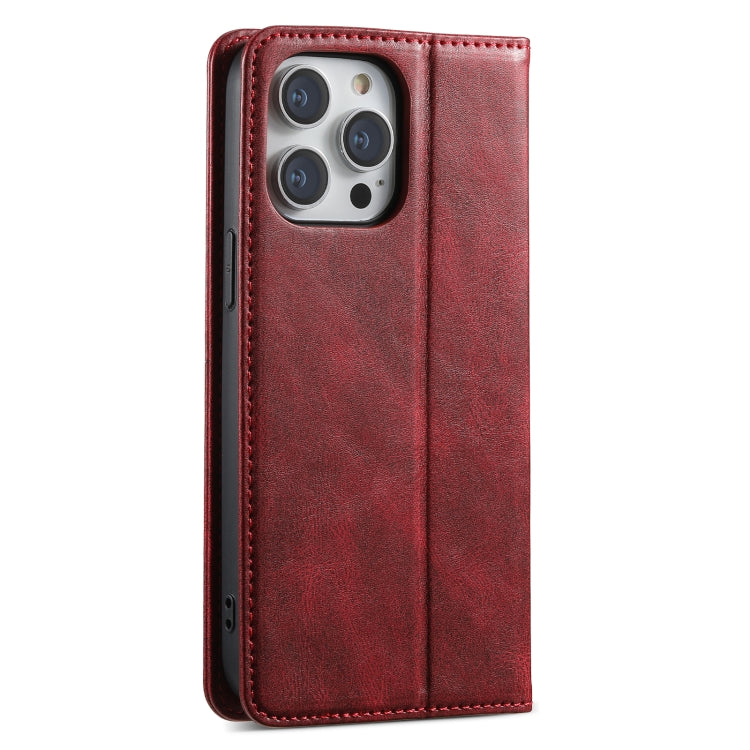 For iPhone 15 Pro Max Suteni J02 Oil Wax Wallet Leather Phone Case(Red) by Suteni