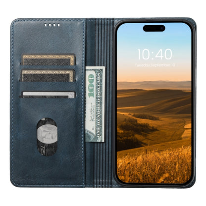 For iPhone 15 Pro Suteni J02 Oil Wax Wallet Leather Phone Case(Blue) by Suteni