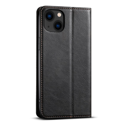 For iPhone 15 Plus Suteni J02 Oil Wax Wallet Leather Phone Case(Black) by Suteni