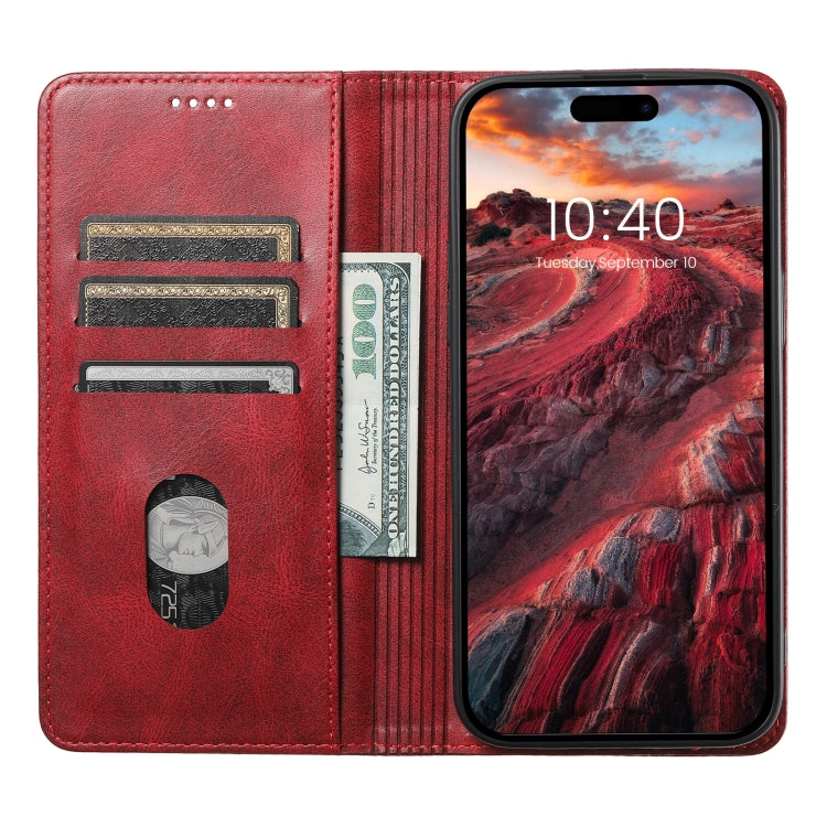 For iPhone 15 Plus Suteni J02 Oil Wax Wallet Leather Phone Case(Red) by Suteni