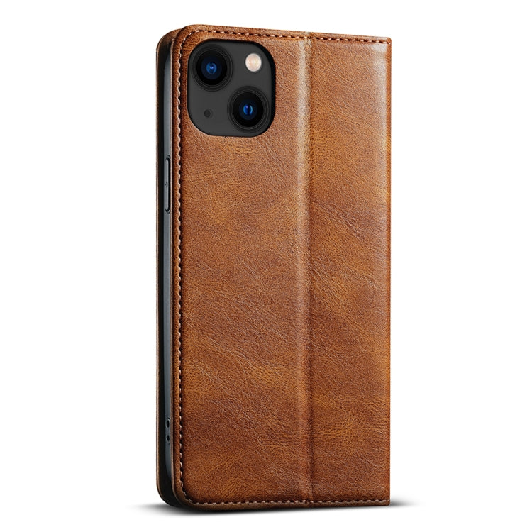 For iPhone 14 Plus Suteni J02 Oil Wax Wallet Leather Phone Case(Brown) by Suteni