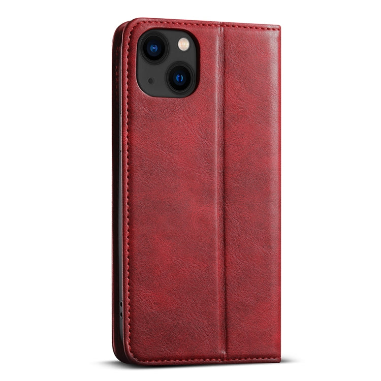 For iPhone 14 Plus Suteni J02 Oil Wax Wallet Leather Phone Case(Red) by Suteni
