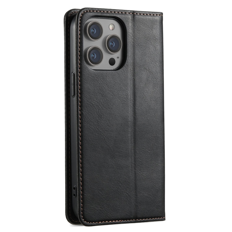 For iPhone 14 Pro Suteni J02 Oil Wax Wallet Leather Phone Case(Black) by Suteni