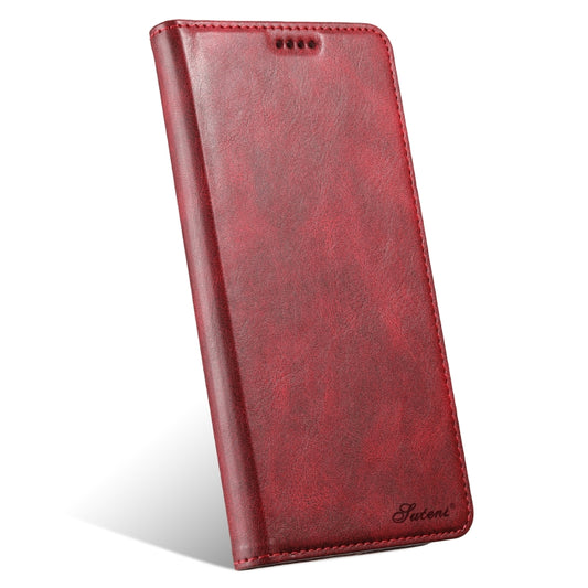 For iPhone 14 Pro Max Suteni J02 Oil Wax Wallet Leather Phone Case(Red) by Suteni
