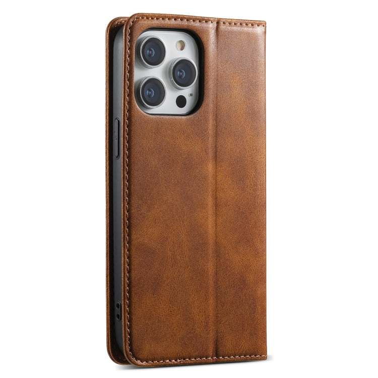 For iPhone 13 Pro Max Suteni J02 Oil Wax Wallet Leather Phone Case(Brown) by Suteni