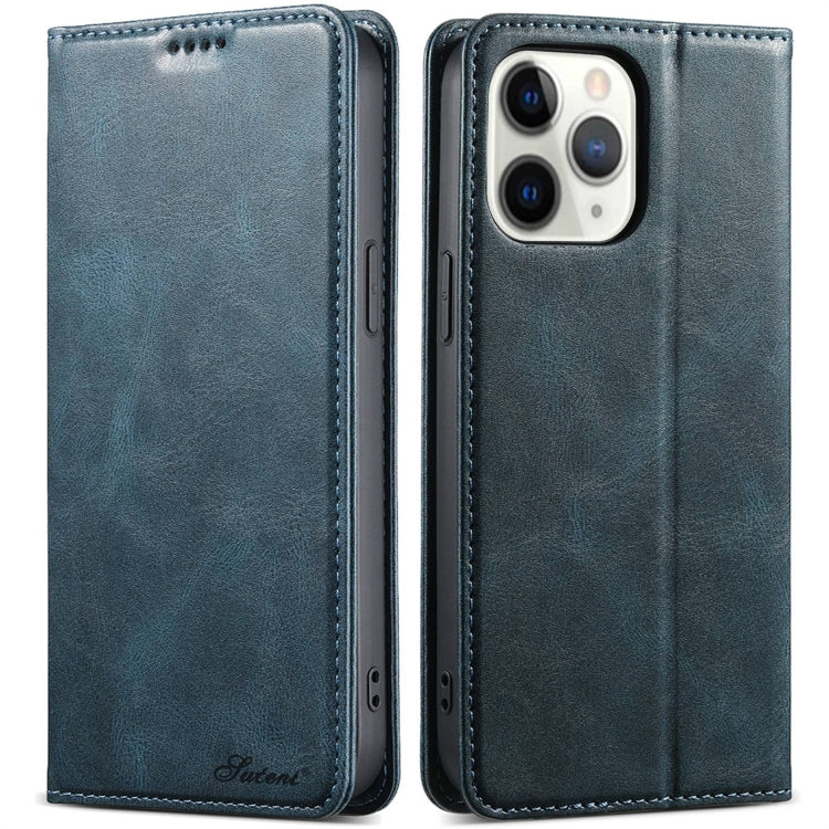 For iPhone 11 Pro Max Suteni J02 Oil Wax Wallet Leather Phone Case(Blue) by Suteni