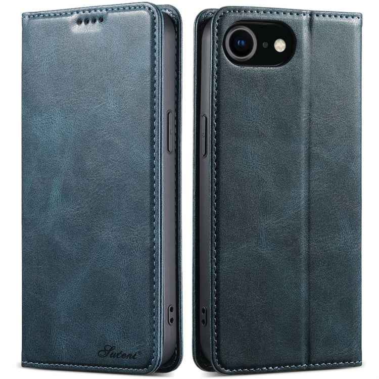 For iPhone 7 / 8 / SE 2022 Suteni J02 Oil Wax Wallet Leather Phone Case(Blue) by Suteni