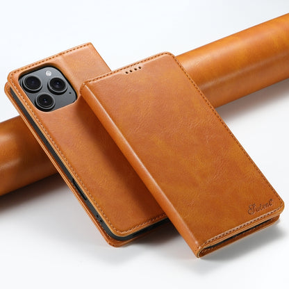 For iPhone 16 Pro Suteni J02 Oil Wax Wallet Leather Phone Case(Khaki) by Suteni