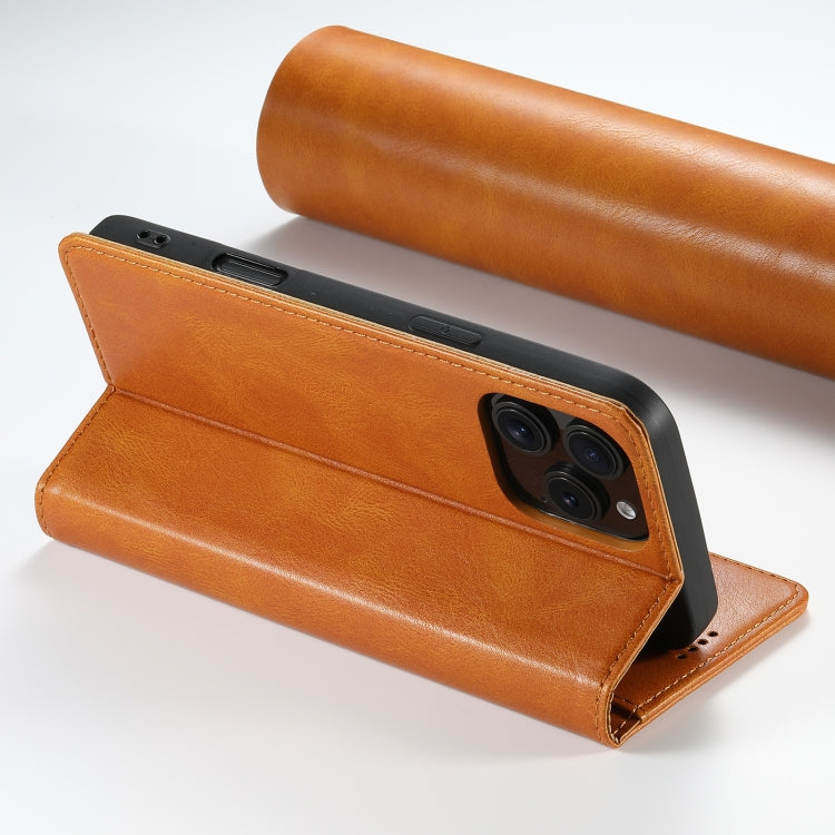 For iPhone 16 Pro Suteni J02 Oil Wax Wallet Leather Phone Case(Khaki) by Suteni