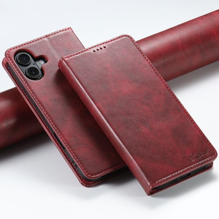 For iPhone 16 Plus Suteni J02 Oil Wax Wallet Leather Phone Case(Red) by Suteni