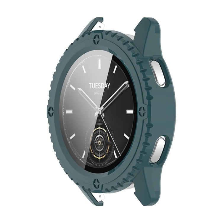 For Xiaomi Watch S3 ENKAY Hat-Prince Full Coverage Tempered Glass Film Integrated PC Watch Cover(Dark Green) by ENKAY