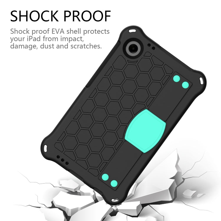 For Samsung Galaxy Tab A11 / A9 Honeycomb EVA Hybrid PC Tablet Case with Strap(Black+Aqua) by bashfashion