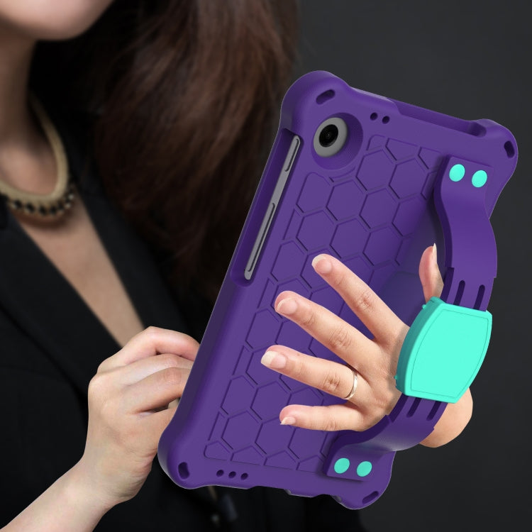 For Samsung Galaxy Tab A11 / A9 Honeycomb EVA Hybrid PC Tablet Case with Strap(Purple+Aqua) by bashfashion
