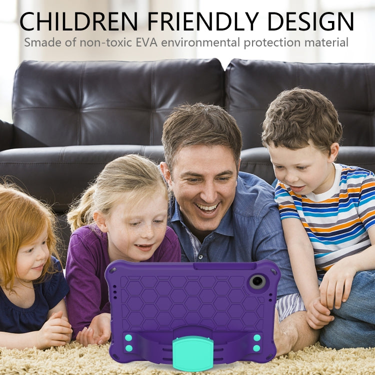 For Samsung Galaxy Tab A11 / A9 Honeycomb EVA Hybrid PC Tablet Case with Strap(Purple+Aqua) by bashfashion