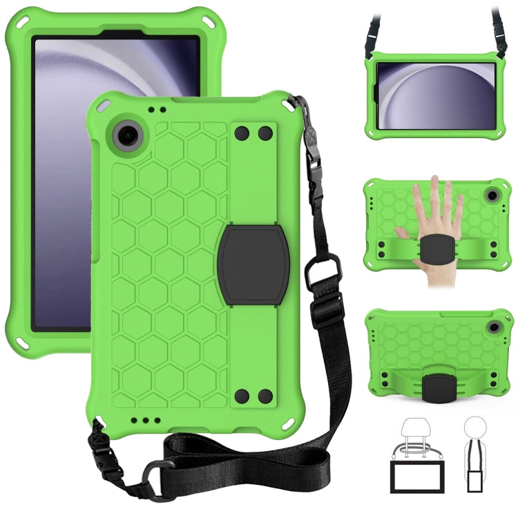 For Samsung Galaxy Tab A11 / A9 Honeycomb EVA Hybrid PC Tablet Case with Strap(Green+Black) by bashfashion