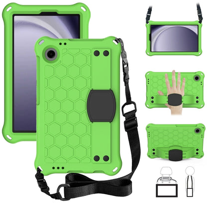 For Samsung Galaxy Tab A11 / A9 Honeycomb EVA Hybrid PC Tablet Case with Strap(Green+Black) by bashfashion