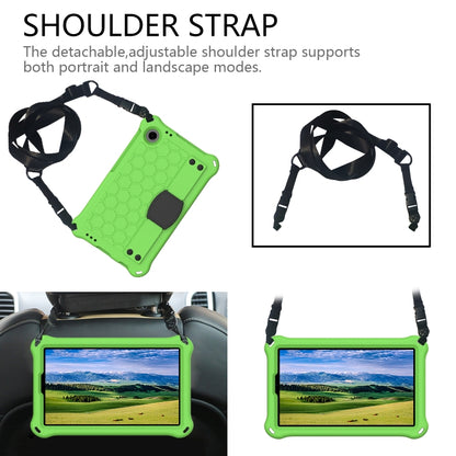 For Samsung Galaxy Tab A11 / A9 Honeycomb EVA Hybrid PC Tablet Case with Strap(Green+Black) by bashfashion