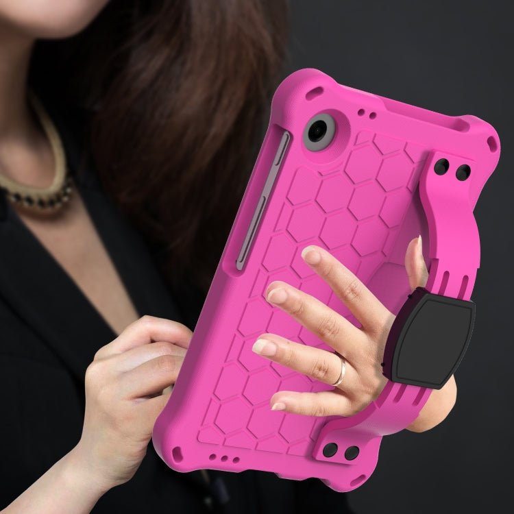 For Samsung Galaxy Tab A11 / A9 Honeycomb EVA Hybrid PC Tablet Case with Strap(Rose Red+Black) by bashfashion