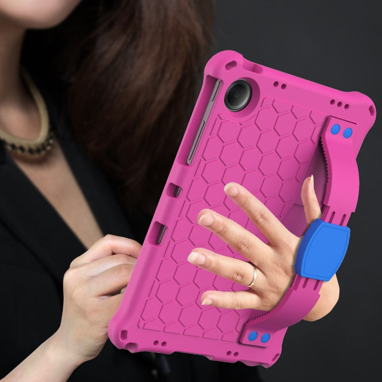 For Samsung Galaxy Tab A11+ / A9+ Honeycomb EVA Hybrid PC Tablet Case with Strap(Rose Red+Blue) by bashfashion