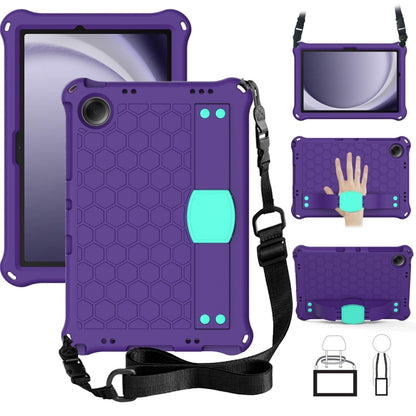For Samsung Galaxy Tab A11+ / A9+ Honeycomb EVA Hybrid PC Tablet Case with Strap(Purple+Aqua) by bashfashion