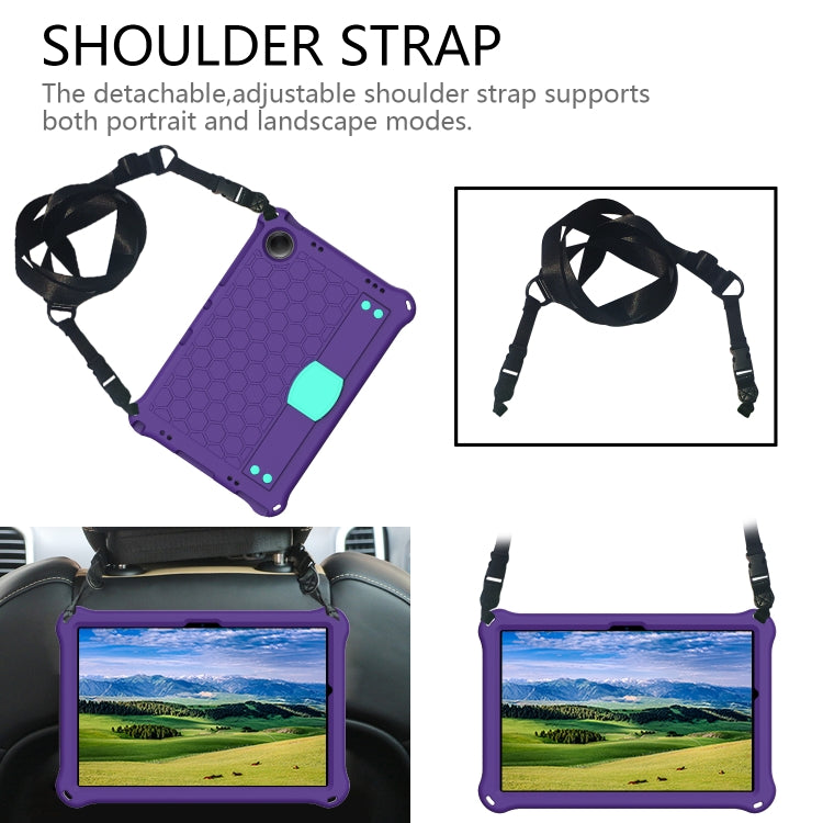 For Samsung Galaxy Tab A11+ / A9+ Honeycomb EVA Hybrid PC Tablet Case with Strap(Purple+Aqua) by bashfashion