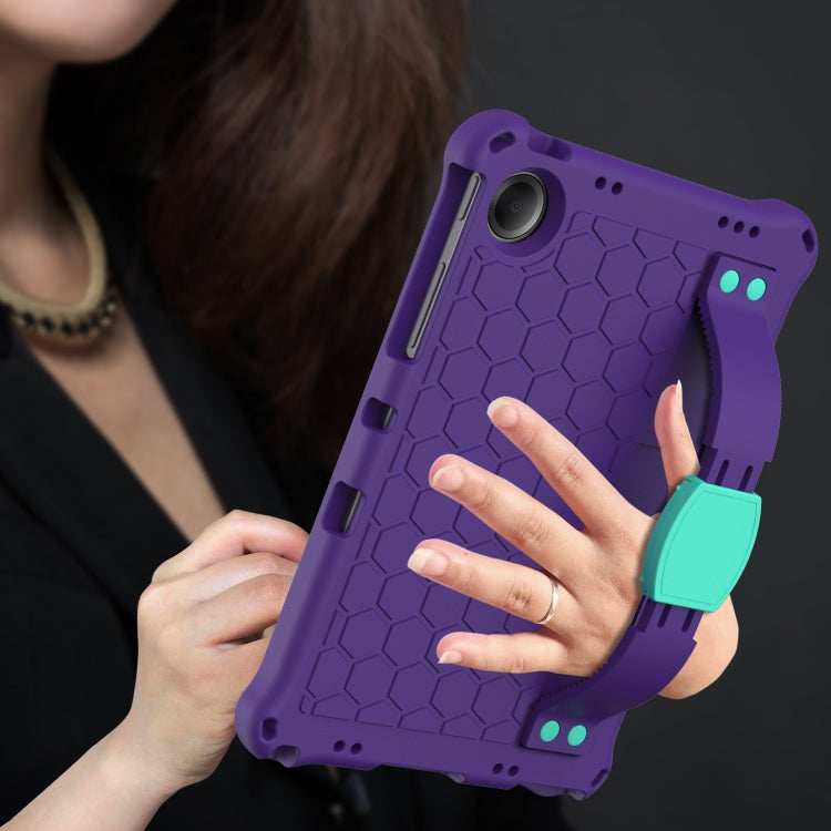 For Samsung Galaxy Tab A11+ / A9+ Honeycomb EVA Hybrid PC Tablet Case with Strap(Purple+Aqua) by bashfashion
