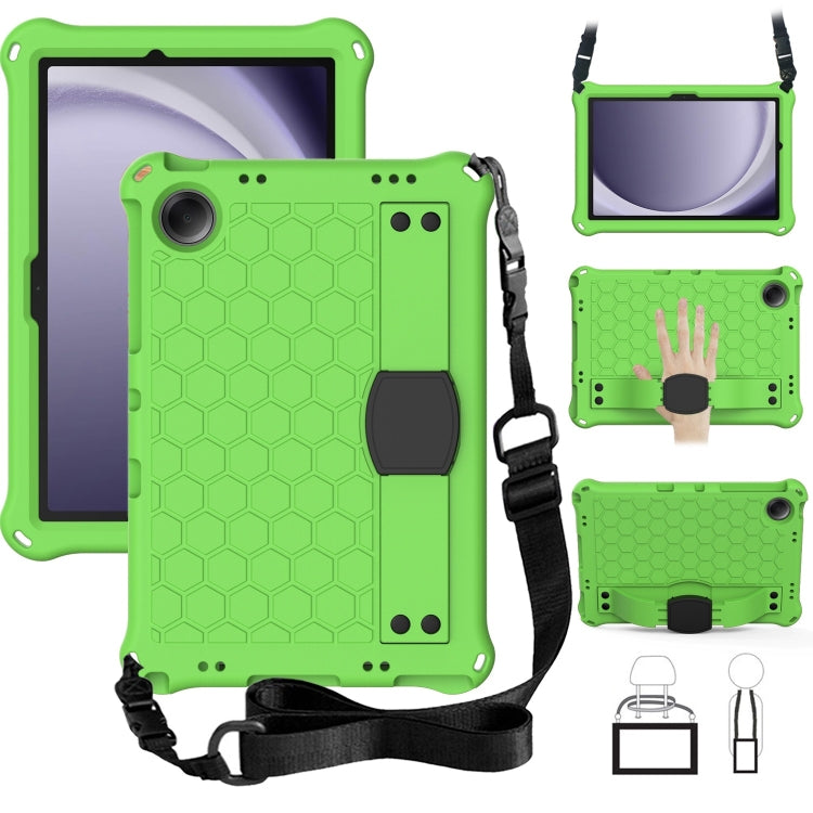 For Samsung Galaxy Tab A11+ / A9+ Honeycomb EVA Hybrid PC Tablet Case with Strap(Green+Black) by bashfashion