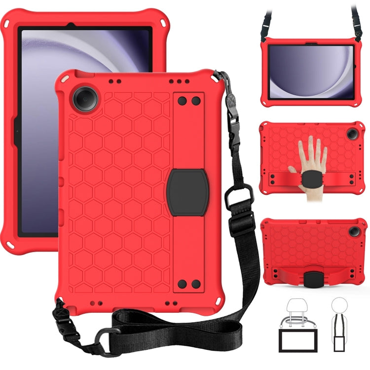 For Samsung Galaxy Tab A11+ / A9+ Honeycomb EVA Hybrid PC Tablet Case with Strap(Red +Black) by bashfashion