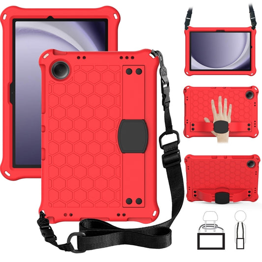 For Samsung Galaxy Tab A11+ / A9+ Honeycomb EVA Hybrid PC Tablet Case with Strap(Red +Black) by bashfashion