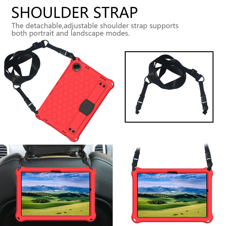 For Samsung Galaxy Tab A11+ / A9+ Honeycomb EVA Hybrid PC Tablet Case with Strap(Red +Black) by bashfashion
