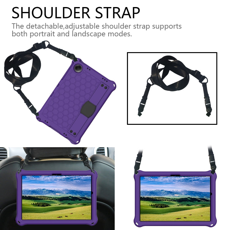 For Samsung Galaxy Tab A11+ / A9+ Honeycomb EVA Hybrid PC Tablet Case with Strap(Purple+Black) by bashfashion