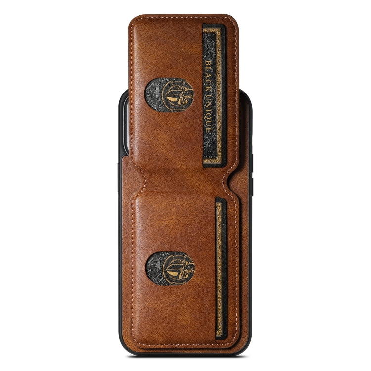 For iPhone 15 Pro Suteni H02 Leather Wallet Stand Back Phone Case(Brown) by Suteni