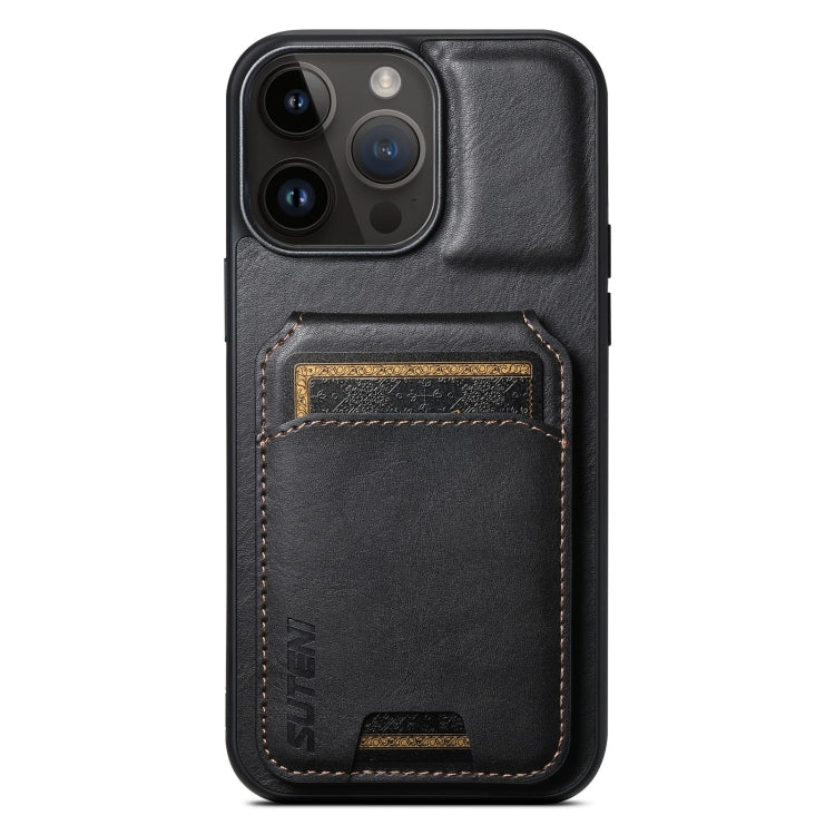 For iPhone 13 Pro Max Suteni H02 Leather Wallet Stand Back Phone Case(Black) by Suteni